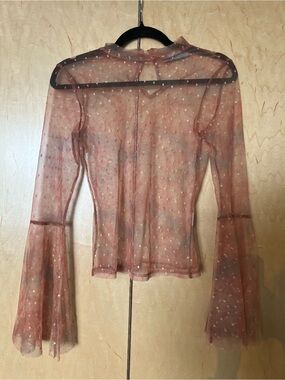Elegant Sheer Polka Dot Blouse in Peach